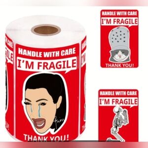 Fragile Stickers, Humorous Labels, 1 Roll Of 500 Adhesive Stickers